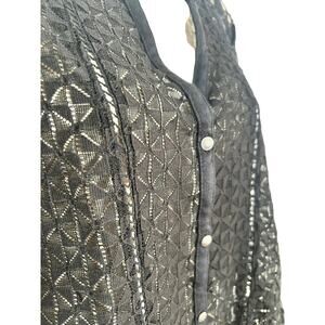Lucky Brand Bohemian Black Lace Button Up Top Women's Small Excellent Condition